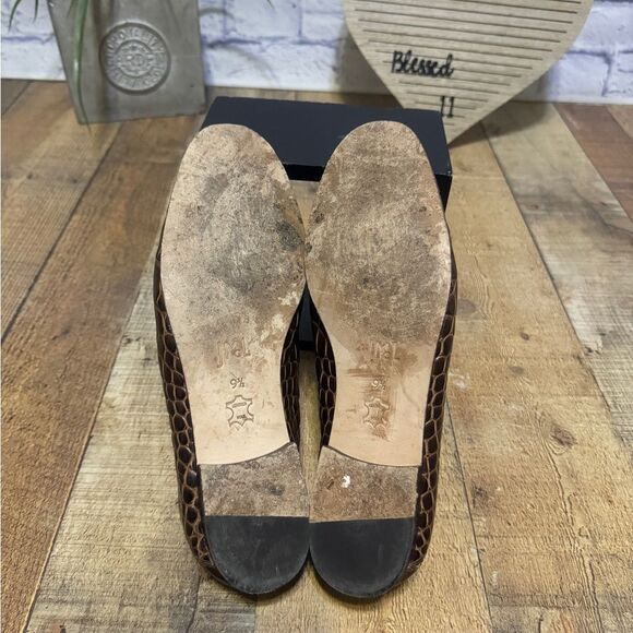 J Mclaughlin Womens Brown Leather Crocodile Loafers Sz 9.5 Bamboo Dillon3 - Picture 8 of 10